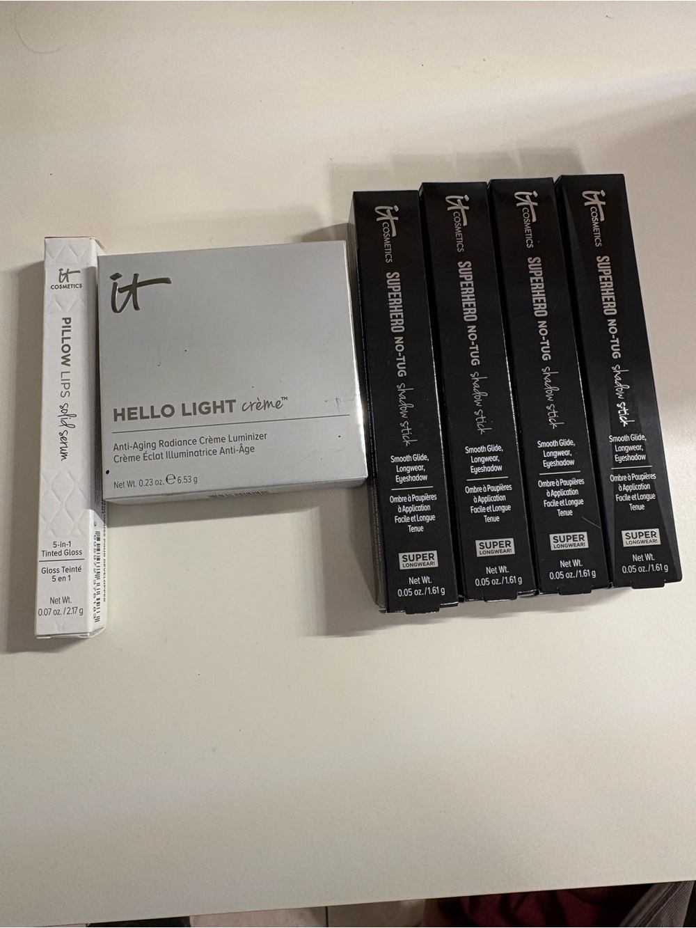 IT Cosmetics Hello Light Radiance Luminizer, Superhero Eyeshadow, Pillow Lips